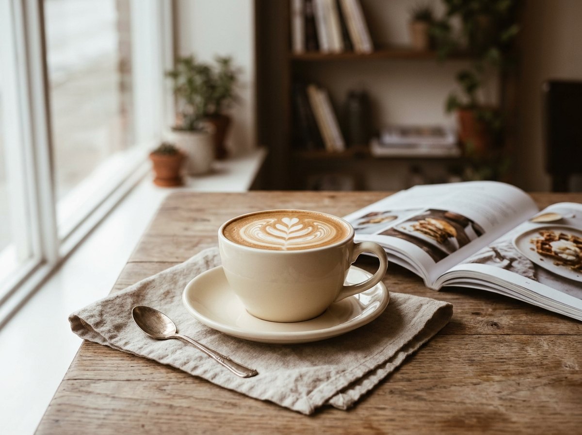 Flat white with rosetta latte art